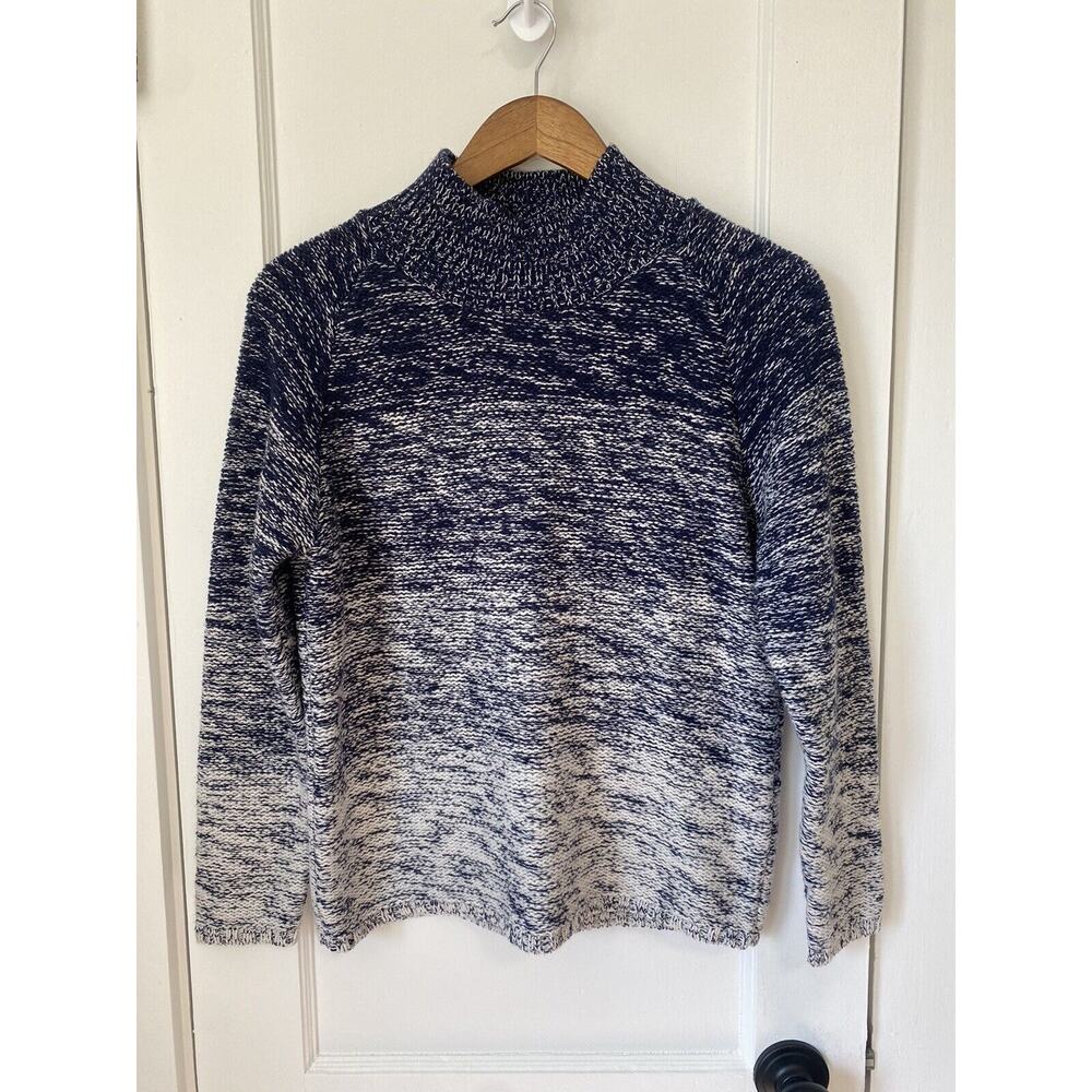 Biancalancia EU 42 Virgin Wool Silk Cashmere Ombre Blue Sweater EUC Mock Neck